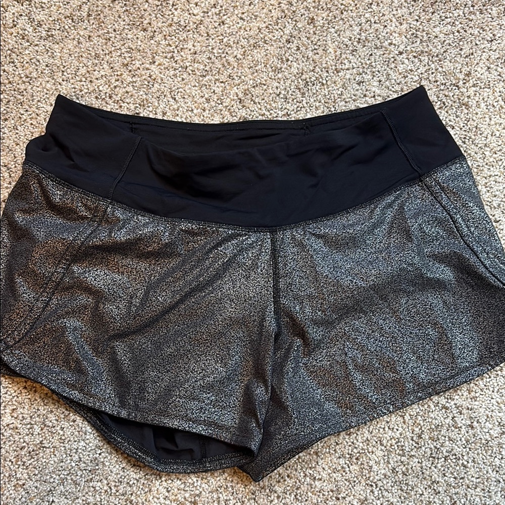 lululemon athletica Black and Silver Athletic Shorts